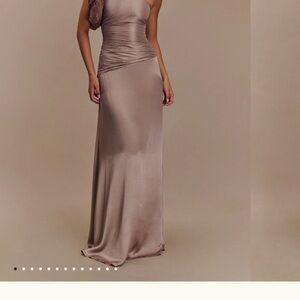 Meshki One Shoulder Dress in Taupe